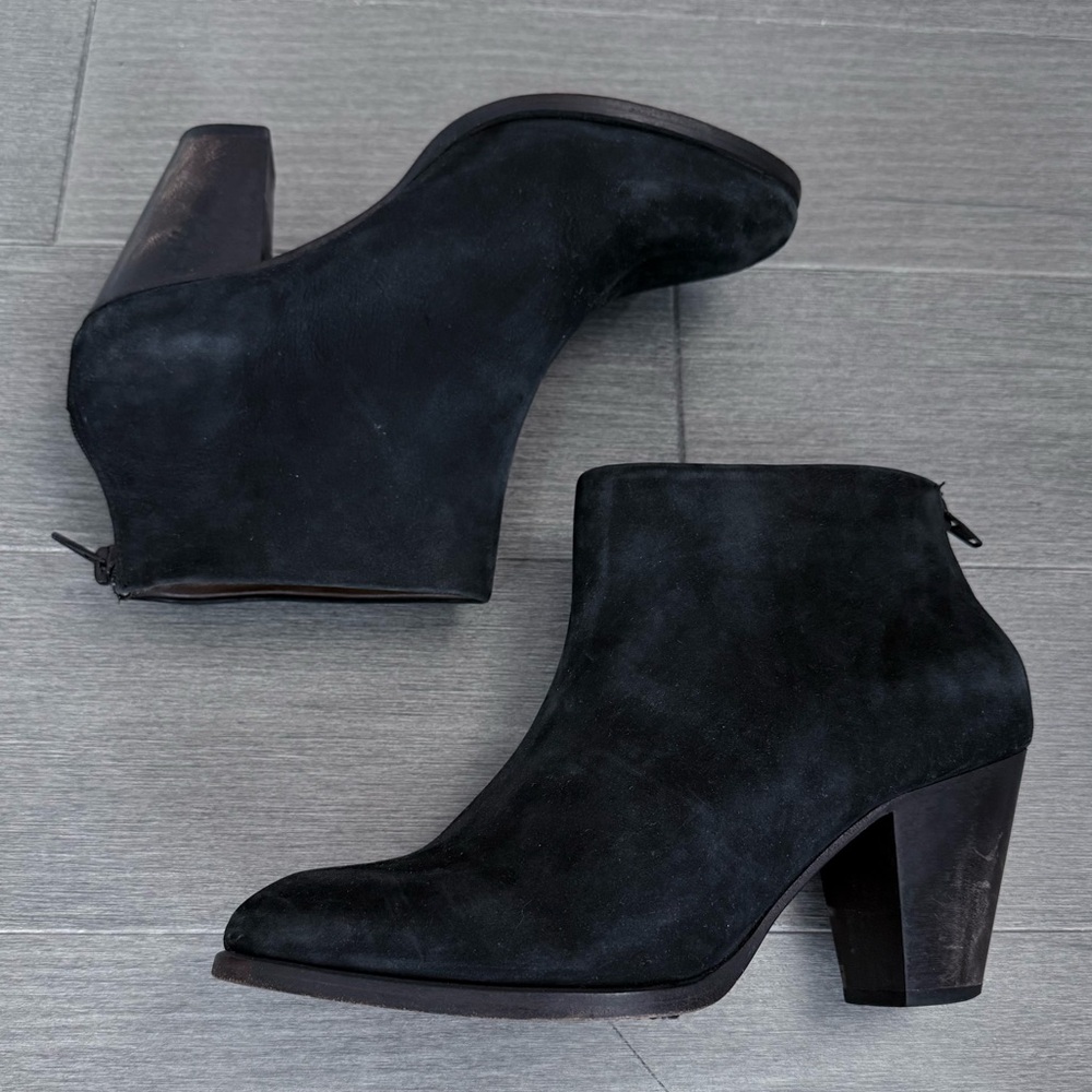 Rachel Comey Prose Black Suede Ankle Booties Stacked Heel 8 Minimalist Western - Picture 9 of 16